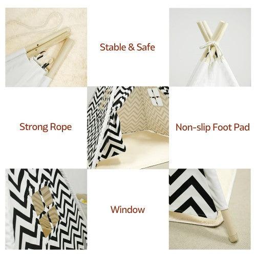 Teepee Tent for Kids Foldable Children Play Tent with  Mat for Indoor Outdoor (Stripe) - Toytexx Teepee Tent for Kids Foldable Children Play Tent with  Mat for Indoor Outdoor (Stripe) - Toytexx